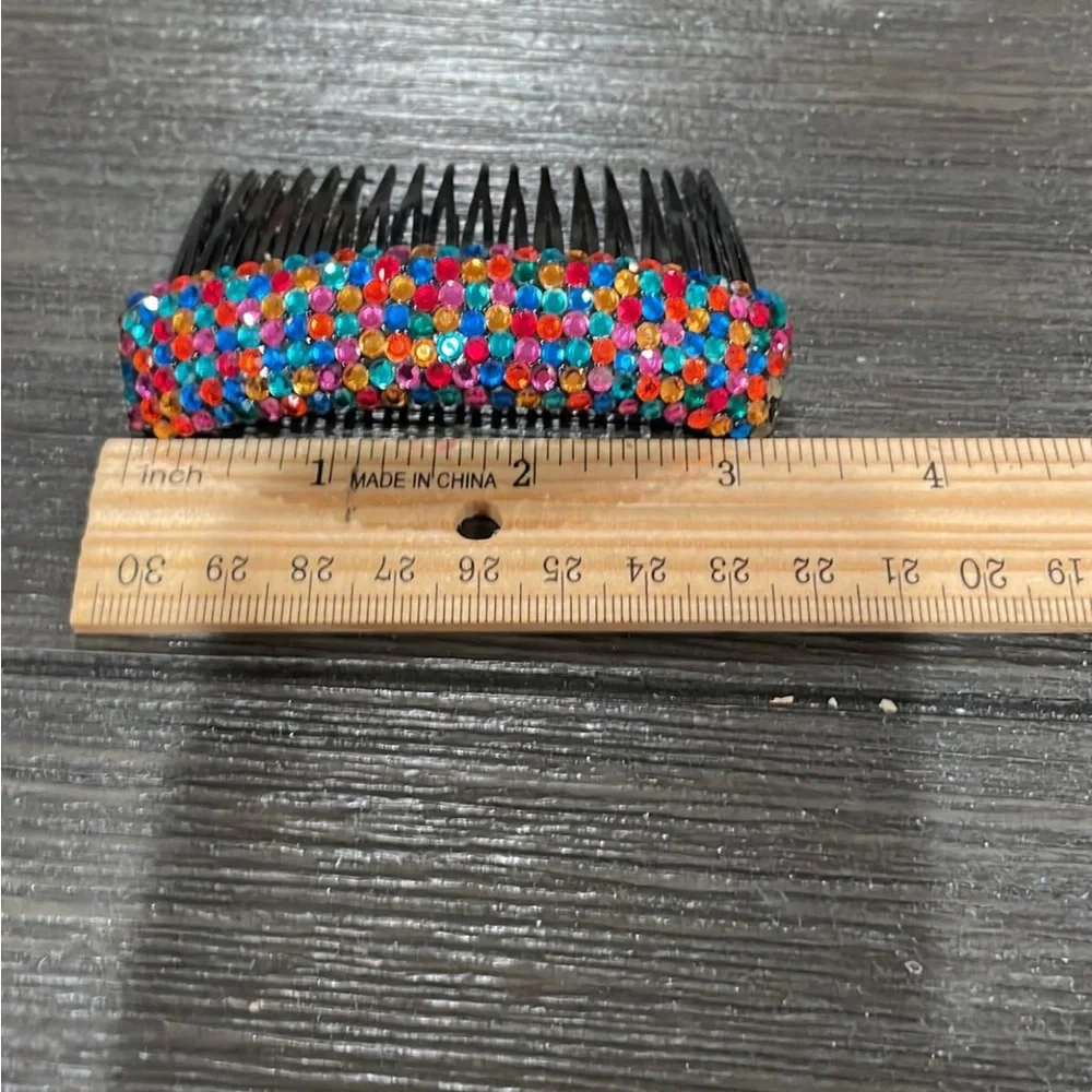 Rare Vintage RICHARD KERR Pave Multi-Color Crystal 80s Hair Comb